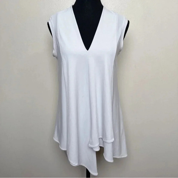 Joseph Ribkoff Womens 8  Casual Asymmetrical Hem V-neck Pullover In White - Picture 2 of 14
